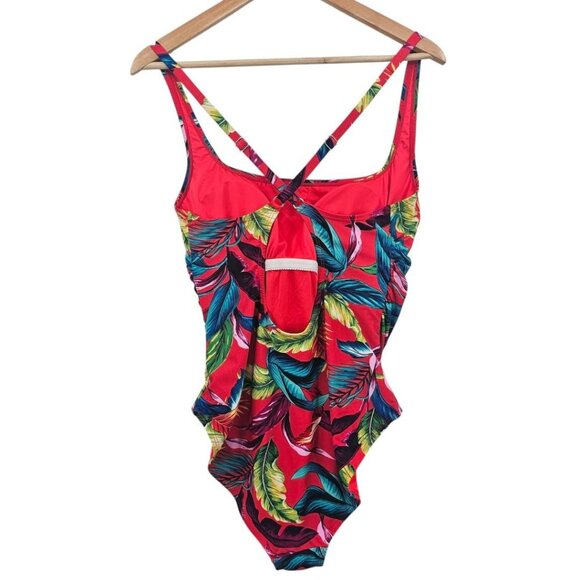 Caribbean Joe Womens 14 Red Tropical Print One Piece Swimsuit NWT‎ - Picture 5 of 6
